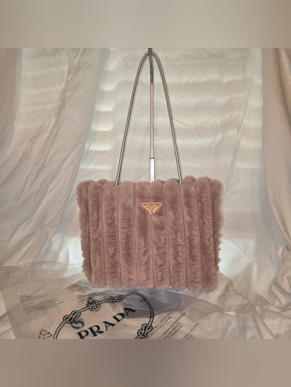 Prada Blush Pink Faux Fur Shoulder Bag